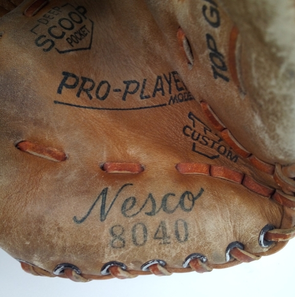 Vintage Nesco 8040 Top Grain Cowhide Leather All Star Baseball Glove - Picture 8 of 14